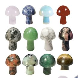 Decorations Mini Mushroom Statue Natural Stones Carved Decoration Flower Pot Room Ornament Fish Tank Decor 15X20 Mm Drop Delivery Home Dh79V