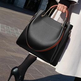 Shoulder Bags Genuine Leather Handbags 2024 Large-capacity Single Messenger Fashion All-match Panelled Women Handbag