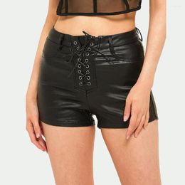 Women's Shorts Faux Leather Women Sexy Club High Waist For Stretch Bandage Summer Clothes 2024 Short Mujer Femme Black 3xl