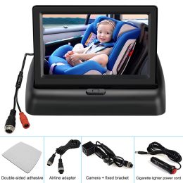 Auto Safety Infant Baby Rear View Monitor 8 LED Night Car Rear View Camera with 4.3 Inch Colour LCD Car Video Foldable Monitor