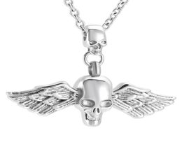 ZZL130 Eternal Wing Skull Head Design Cool Men Necklace Funeral Urn Ash Holder Cremation Jewellery Pendant for Ashes9316582