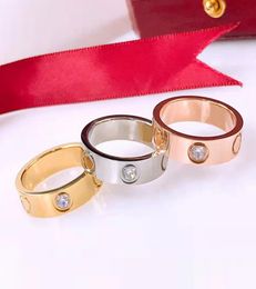 Classic design Titanium Stainless Steel lover039s ring with diamond jewelry Couples Cubic Zirconia Wedding Rings Logo for Women6108571