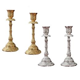 for Creative 2 Pieces Metal Taper Candle Holders Brass Pillar Candlestick Ornament for Table Tea Room el Yoga Room 240521