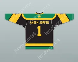 Custom PRINCE AKEEM JOFFER 1 FICTIONAL AFRICAN COUNTRY BLACK HOCKEY JERSEY WITH FLAG PATCH Top Stitched S-M-L-XL-XXL-3XL-4XL-5XL-6XL