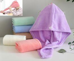 Microfiber Hair Towel Wrap Shower Caps Women Coral Fleece Super Absorbent Quick Dry Hairs Turban Drying Curly Long Thick Spa Bathi2739007