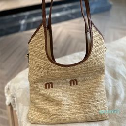 Beach Grass Woven Bag Underarm Bag Handbag Lady Tote Bags Classic Letter Internal Zipper Pocket High Quality Designer Shopping Bag With Zipper Open