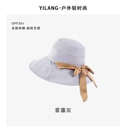 Ribbon Bucket Hat Spring Autumn Bucket Hat Korean version Daily Look Face Small Hat Sun Cap 240514