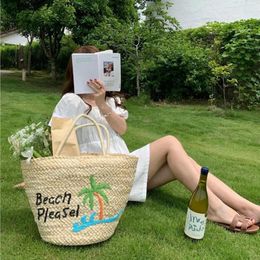 Evening Bags Vacation Straw Bag Casual Women's Woven Handbag Summer Beach Large Capacity Portable Lady Tote