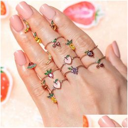 Band Rings Fashion Jewelry Cute Fruit For Women Grape Apple Sweet Girl Index Finger Knuckle Ring Drop Delivery Dhgarden Dhusb