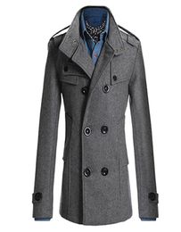 Uomini di moda interi a doppio petto inverno inverno sottile giacca calda trench eleganti outwear4242812