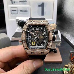 Male RM Wrist Watch Rm030 Automatic Machinery Gold Full Diamond Case Tape Mens Chronograph