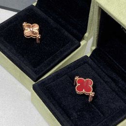 Famous designer Vanly rings for lovers Highend new flower red rose gold rings with Original logo box Vanly