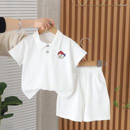 Clothing Sets Kids Baby Boy 2 Piece Set 2024 Summer Casual Printed Flip Collar Short Sleeve T-shirts And Shorts Infant Boys Clothes Outfits