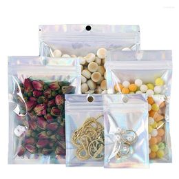 Storage Bags 20Pcs Iridescent Cosmetic Plastic Laser Pouches Makeup Self Sealing Food Packaging Zipper