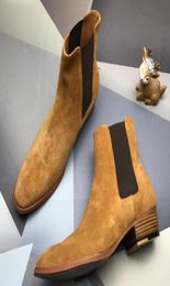 Nuovo arrivo SL MENS KNIGHT Square Heel Snow Winter Half Martin Cow Cow Leathed Wedding Booties SZ38473382201