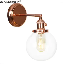 Wall Lamp Rose Gold Iron Vintage Loft Decor Glass Sconces LED Edison Light Switch Bedside Home Lighting Fixtures