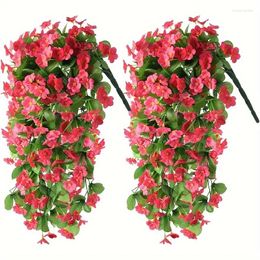 Decorative Flowers 2 Pack Artificial Hanging Fake Plants Colorful Orchid Flower Bouquet Garden Wedding Indoor Outdoor Decoration