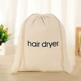 Storage Bags Drawstring Bag Canvas Folding Portable Home Travel Food Hair Dryer Makeup Organising Pouch Woman