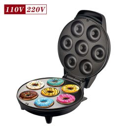 Kitchen Mini Donut Machine 110/220V Electric Donut Maker 1200W High Power Fast Heating Oven Pan Breakfast Donut Machine