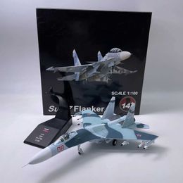 Aircraft Modle 1/100 scale alloy Russian Airlines side guard Sukhoi Su-27 die-cast model with bracket model aircraft used for group gift decoration s2452022