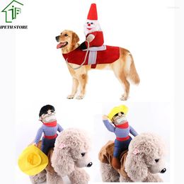 Dog Apparel 2024 Santa Claus Cowboy Pet Riding Costume Christmas Clothes For Small Medium And Large Dogs Cats Design