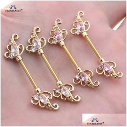 Nipple Rings 2 Pieces/Batch 14G Pink White Bijoux Flower Barbell Perforated Ring Spiral Pircing Sexy Private Jewellery Drop Delivery Bo Dhfj0