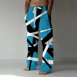 Men's Pants Mens Summer Fashion Casual Sweatpants Patchwork Colour Print Elastic Drawstring Pant Daily Outside Breathable Hip-hop