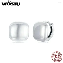 Hoop Earrings WOSTU Real 925 Sterling Silver Simple Punk Square For Women Ear Buckle Geometry Wedding Jewelry Accessories