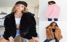 New Autumn Winter Fleece Faux Fur Jacket Coat Fashion Ladies Women Long Sleeve Open Front Turn Down Collar Outerwear 20198332249