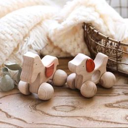 Teethers Toys 1 cute baby toy beech wood animal dog car cartoon elephant Montessori childrens tooth toy caring for baby teeth S52112