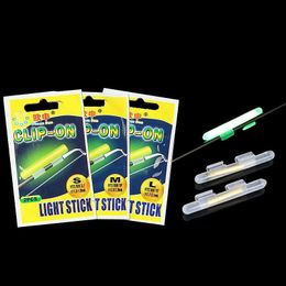 100pcs SS/S/M/L/XL/XXL Fluorescent Light stick 2 in 1 Snap Clip On Fishing Rod Tip Glow Stick Night Fishing Tackle 00074 240521