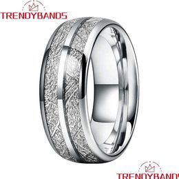 Band Rings 8Mm Wedding Tungsten Engagement For Men Women Domed Meteorite Inlay Comfort Fit 231218 Drop Delivery Dhcrd