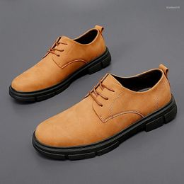 Casual Shoes Men's Business Lace Up Loafers Interview Formal Leather Wear-resistant Free Delivery