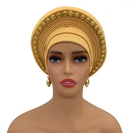 Ethnic Clothing African Headtie Women's Turban Cap Nigeria Auto Gele Wedding Party Headpeice Female Head Wraps Already Handmade Autogele