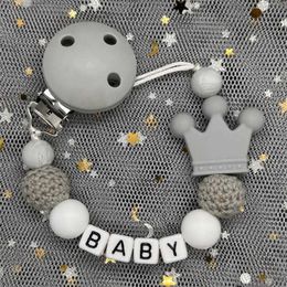 Pacifier Holders Clips# Customized Name Baby Nipple Clip Chain Silicone Bead Teeth Toy Personalized Name Bracket English Name Nipple Chain Gift d240521