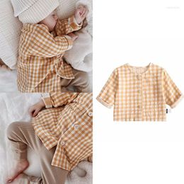 Jackets EnkeliBB Toddler Boy Spring Orange Plaid Coats Thin Summer Girl Baby