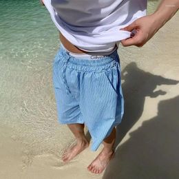 Men's Shorts Mens Casual Blue Striped Drawstring 2024 Genderless Fashion Comfortable Simple Versatile Resort Beach Unisex