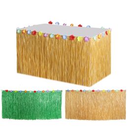 Hawaiian Party Decorations Tropical Luau Grass Table Skirt Hula Tiki Hawaii Themed Summer Beach Birthday 240510