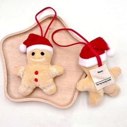 3PCS Christmas Name Sticker Pendant Cartoon Santa Sock Candy Xmas Tree Plush Doll Anti-lost Mark Lage Tag Charm Keychain Bag Decor