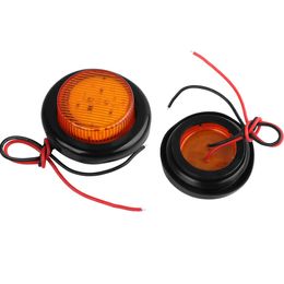 4x 2" Inch Amber Red Round Car Truck Side Marker Clearance LED Light Trailer Lighting 12V 24V Auto Rear Tail Lamps Luces