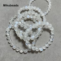 Wholesale Natural 8-8.5mm AAA+ Rainbow Moonstone Smooth Round Loose Beads For Making Jewellery DIY Necklace