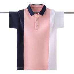 Teenager Boys Cotton Uniform Polo Shirt England Style Fashion Stripe Design Kids Short Sleeve Tops For Childrens 5-15 Years Old 240521