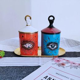 Candle Holders Home Decoration Handmade Ceramic Twinkle Big Eye Jar Flower Arranging Pots Jewelry Box Retro Cup Candelabra