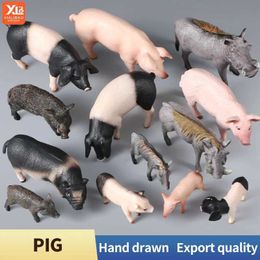 Novelty Games Poultry Farm Animals Model Simulation Pig Swine Sow Porcupine Boar Warthog Action Figures Figurines Toy For Kid Decor Xmas Gift Y240521