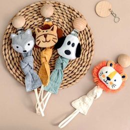 Pacifier Holders Clips# 1 baby dummy pacifier chain clip cotton plush doll animal wood Rodent Nipples stand baby toy teeth accessories d240522