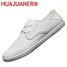 Casual Shoes White Men Genuine Leather Men's Sneakers Cool Street Boys Black Brand Male Footwear Flats