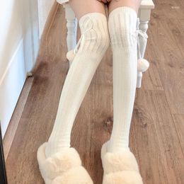 Women Socks Gaono Solid Colour Woollen Knitted Stockings JK Long Leg Warmer Girl Over Knee Thigh High Female