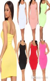 RETAIL Casual Dress For Womens Designer Sexy Clothes 2022 Summer Skinny Stretchy Sling Skirt Bodycon Dresses Party Club Wear2544002