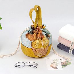 Storage Bags Different Design Canvas Bag With Oil Painting Pattern Hand Environmental Protection Cloth Drawstring Handbag