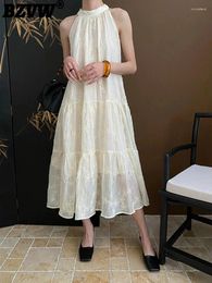 Casual Dresses BZVW Elegant Jacquard Designer Dress For Women Halter Sleeveless French Style Fashion Clothing 2024 Summer 25X4087